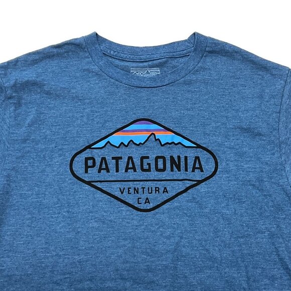Patagonia Fitz Roy Crest T-Shirt Men Medium Slim Organic Cotton Poly Blend 38907 - Picture 2 of 6